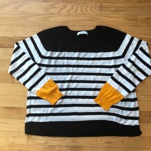ZARA Knit Striped Top with Color Pop Sleeves